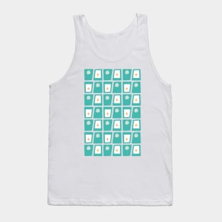 Mid Century Funky Blocks 2 in Aqua, Teal and Orange Tank Top